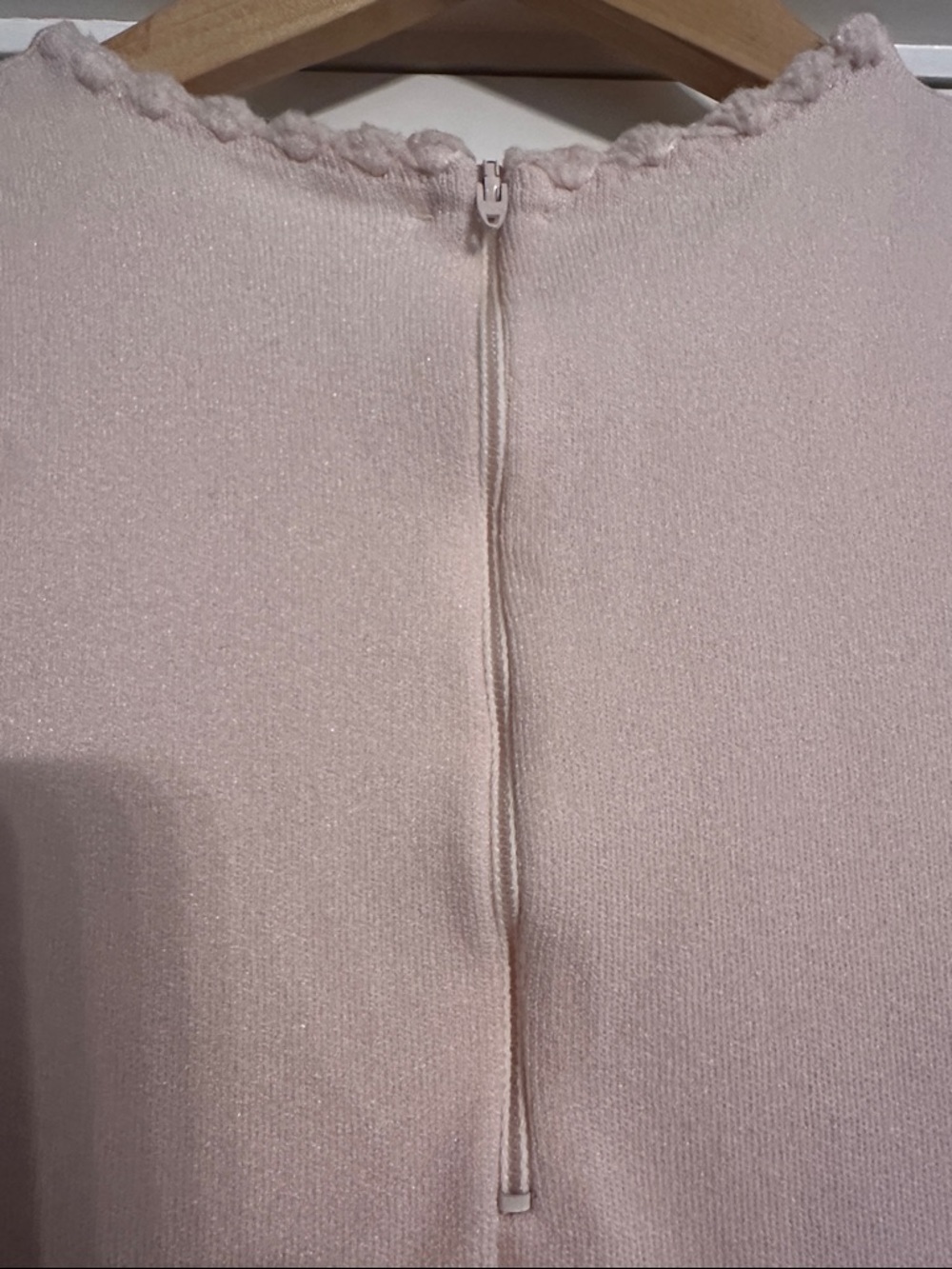 Vintage 60s/70s Handmade Embroidered Knit Shell Vest - Pink -Metal Back Zip XL/L - Picture 4 of 11